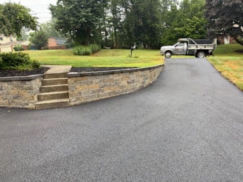 Stunning Stone Wall and Driveway Upgrade image